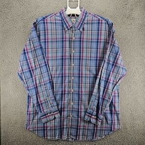 Peter Millar Shirt Men's Extra Large Multicolor Plaid Button Up Long‎ Sleeve XL
